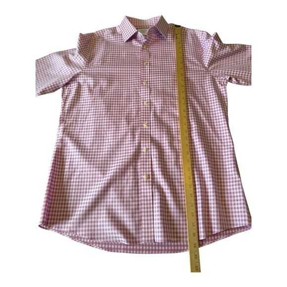 Charles Tyrwhitt Shirt Mens 17/36 Pink Gingham Check Non Iron Slim Fit - Picture 8 of 9